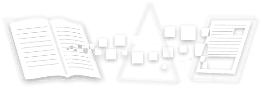 Imagem com livros, um triângulo e um ipad